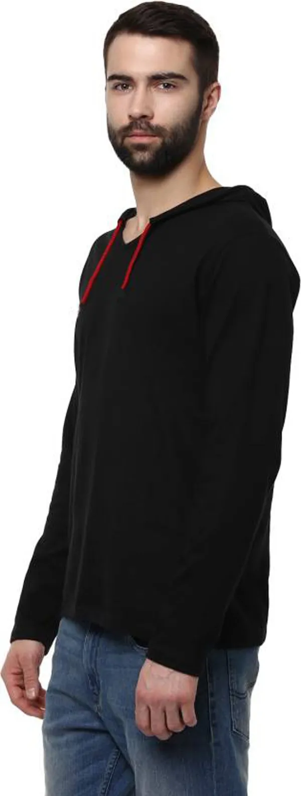 Black_Cotton_Solid_Hooded_Neck_Regukar_Fit_T-Shirt_for_men