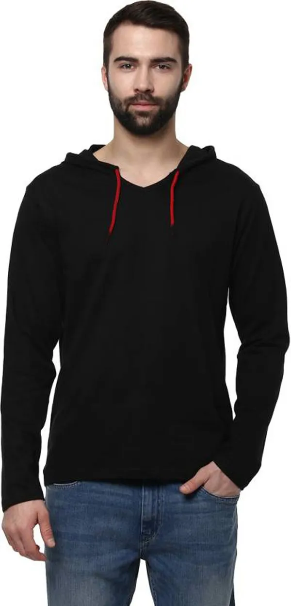 Black_Cotton_Solid_Hooded_Neck_Regukar_Fit_T-Shirt_for_men