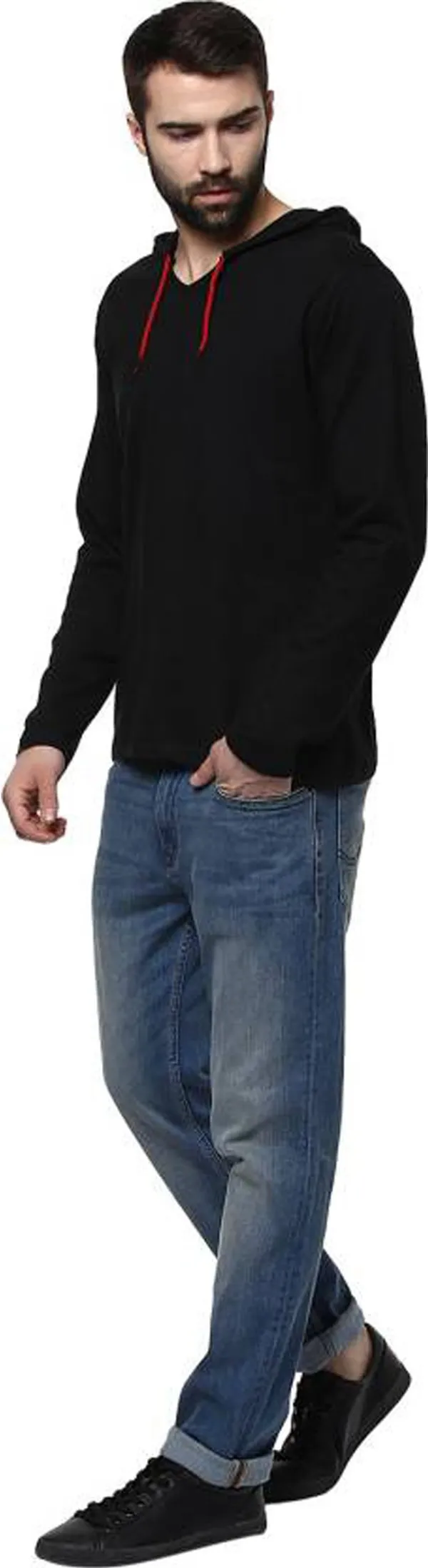 Black_Cotton_Solid_Hooded_Neck_Regukar_Fit_T-Shirt_for_men