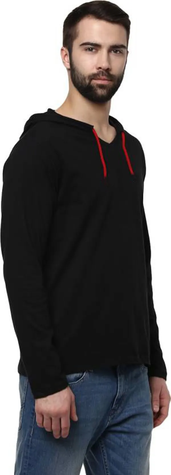 Black_Cotton_Solid_Hooded_Neck_Regukar_Fit_T-Shirt_for_men