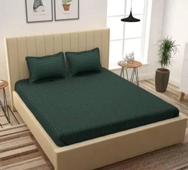 Dark_Green_Pure_Cotton_King_Size_Double_Bedsheet_With-Two_Pillow_Covers