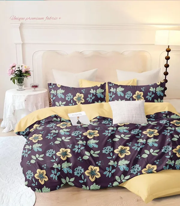 Black_Floral__Cotton_Queen_Size_Floral_Printed_Double_Bedsheet_With-Two_Pillow_Covers(60"x78")