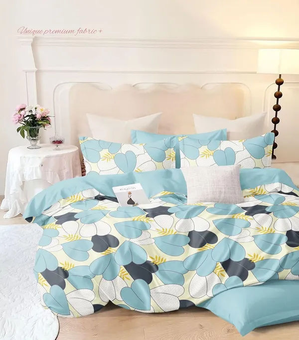 Blue_Floral__Cotton_Queen_Size_Floral_Printed_Double_Bedsheet_With-Two_Pillow_Covers