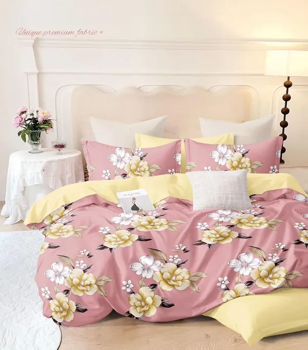 Pink_Floral__Cotton_Queen_Size_Floral_Printed_Double_Bedsheet_With-Two_Pillow_Covers(60"x78")