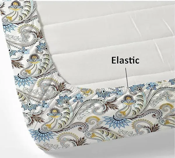 White__Cotton_Feel_Abstract_Printed_All_Round_Elastic_Fitted_Double_Bedsheet_With-Two_Pillow_Covers(Standard_Size_72"x78"x8")