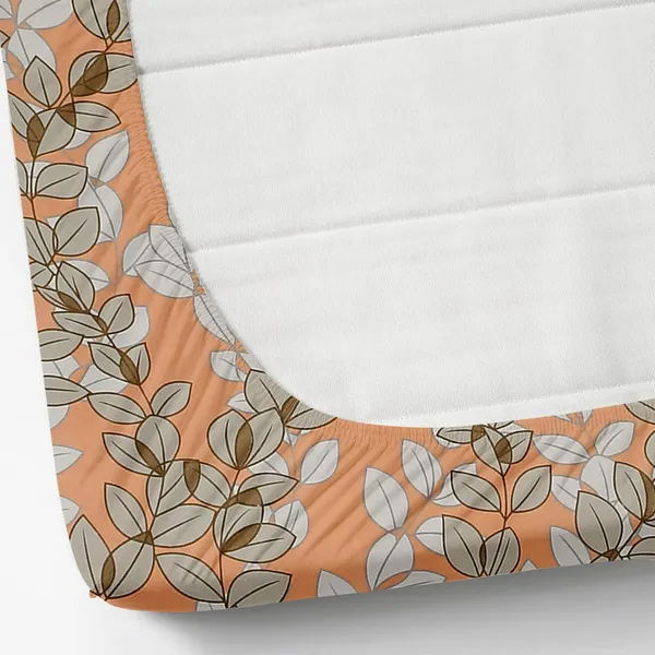 Orange__Cotton_Feel_Abstract_Printed_All_Round_Elastic_Fitted_Double_Bedsheet_With-Two_Pillow_Covers(Standard_Size_72"x78"x8")