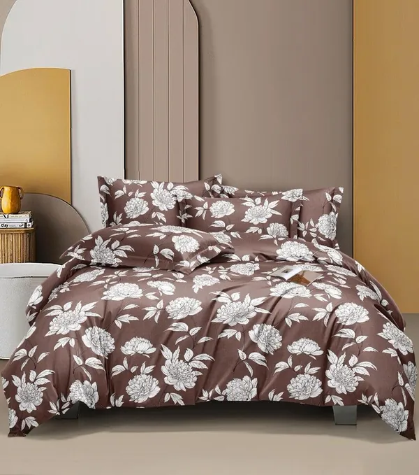 Brown_Floral__Soft_Glace_Cotton_Queen_Size_Abstract_Printed_Premium_Double_Bedsheet_With-Two_King_Size_Pillow_Covers_90''x100''
