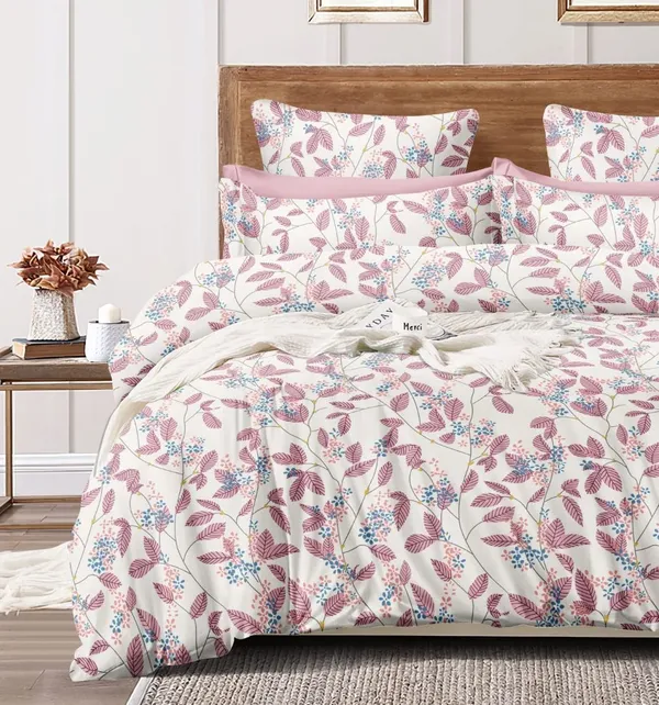 White_Floral__All_Round_Elastic_Fitted_Cotton_Queen_Size_Printed_Double_Bedsheet_With-2_Pillow_Covers_90''x100''_60"x78"