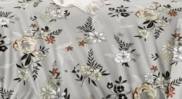 Grey__Cotton_Queen_Size_Printed_Double_Bedsheet_With-Two_Pillow_Covers(60"x78"_+8"_Fitted)