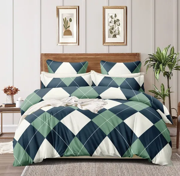 Green_Geometric_-_All_Round_Elastic_Fitted_Cotton_Queen_Size_Printed_Double_Bedsheet_With-2_Pillow_Covers_90''x100''_Or_60"x78"