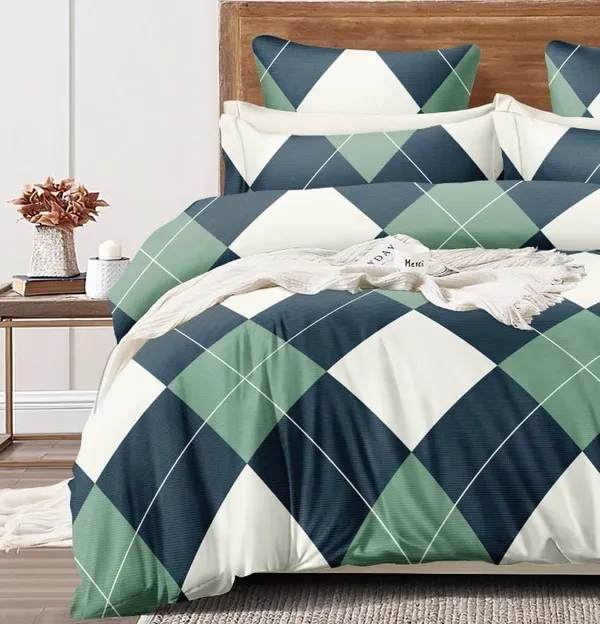 Green_Geometric_-_All_Round_Elastic_Fitted_Cotton_Queen_Size_Printed_Double_Bedsheet_With-2_Pillow_Covers_90''x100''_Or_60"x78"