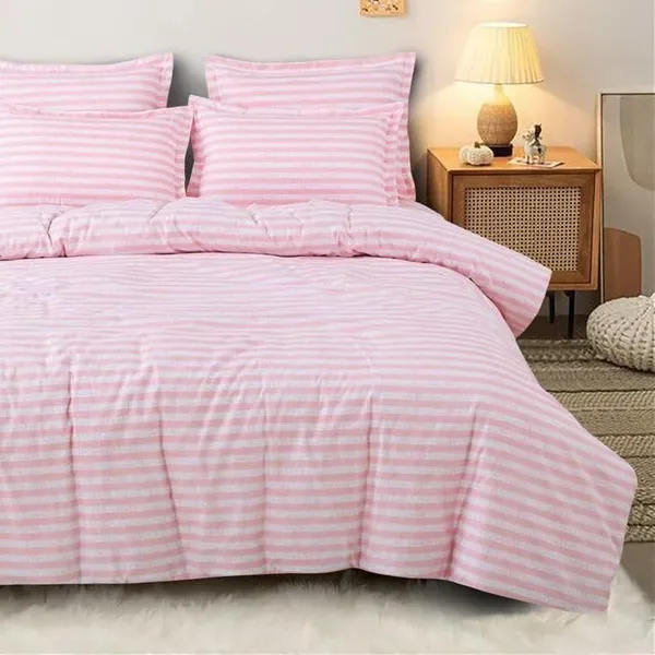Baby_Pink_Stripes__Cotton_Queen_Size_Printed_Double_Bedsheet_With-Two_Pillow_Covers(60"x78"_+8"_Fitted)