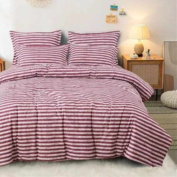 Maroon_Stripes__Cotton_Queen_Size_Printed_Double_Bedsheet_With-Two_Pillow_Covers(60"x78"_+8"_Fitted)