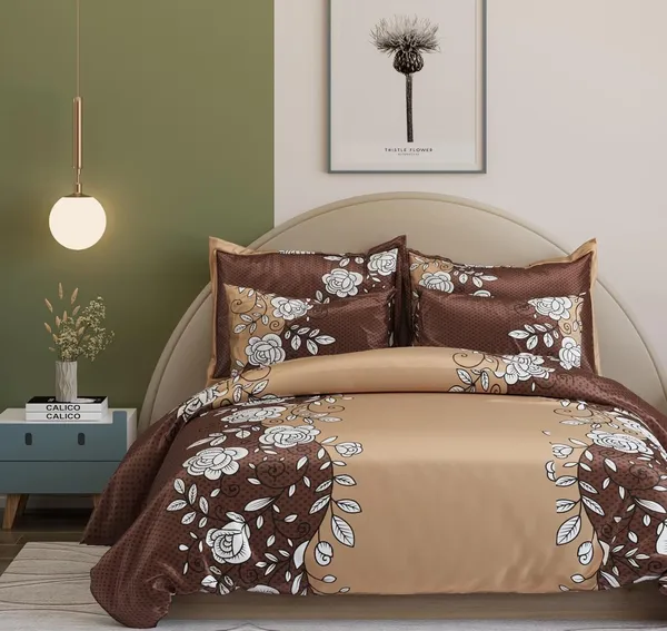 Brown_Floral_Premium_Glace_Cotton_Printed_Super_King_Size_Double_Bedsheet_With-2_Pillow_Covers,_108*108''