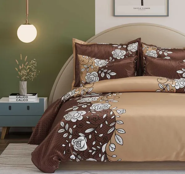 Brown_Floral_Premium_Glace_Cotton_Printed_Super_King_Size_Double_Bedsheet_With-2_Pillow_Covers,_108*108''