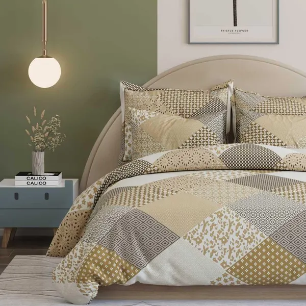 Brown_Printed_Premium_Glace_Cotton_Printed_Super_King_Size_Double_Bedsheet_With-2_Pillow_Covers,_108*108''