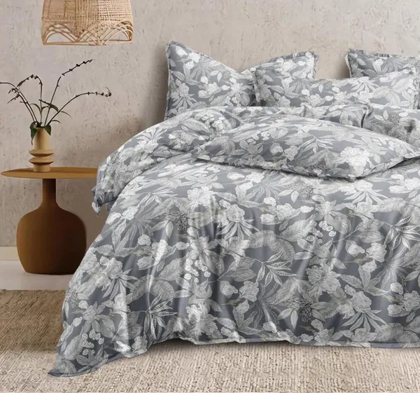 DECOR2ADMIRE_300_TC_Super_King_Size_Glace_Cotton_Printed_Bedsheet_with_2_Pillow_Covers_-_108"_x_108"_(275cm_x_275cm)_(Grey_Floral_Print)