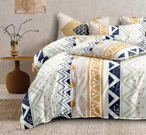 White_Multi_Printed_Premium_Glace_Cotton_Printed_Super_King_Size_Double_Bedsheet_With-2_Pillow_Covers,_108*108''
