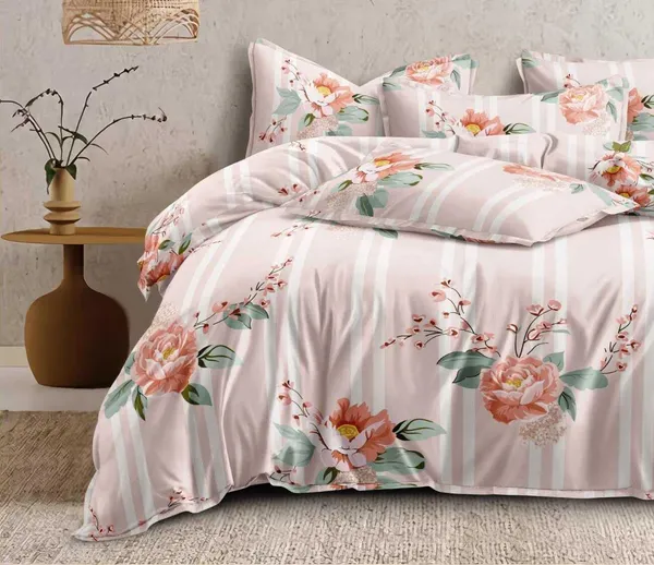 Pink__Glace_Cotton_Printed_Super_King_Size_Double_Bedsheet_With-Two_Pillow_Covers