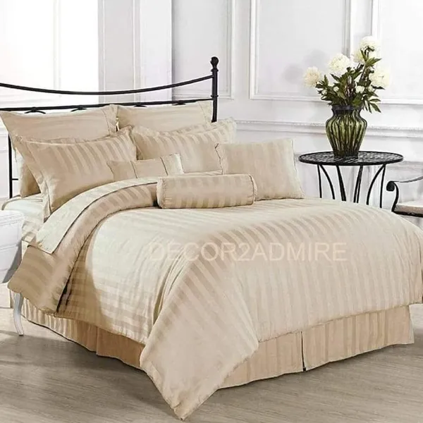 Beige_Pure_Cotton_Plain_Stripe_King_Size_Double_Bedsheet_For_Double_Bed_With-Two_Pillow_Covers(King)(100*108_Inches)