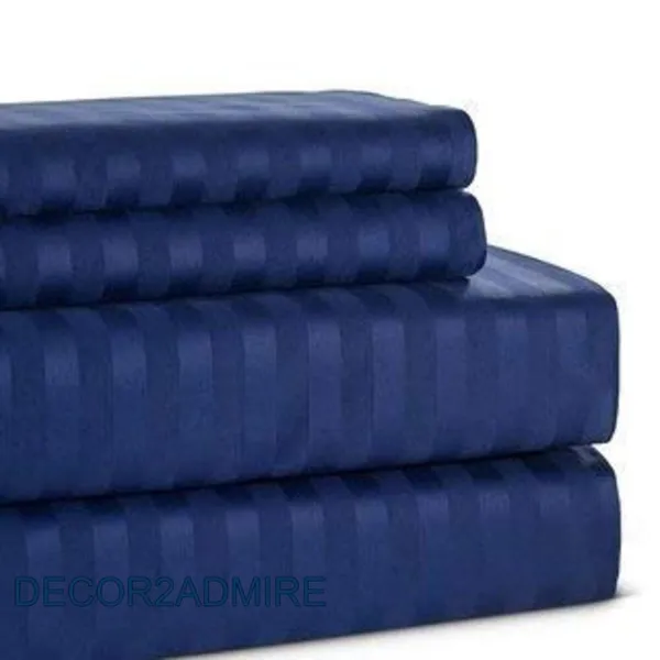Dark_Blue_Pure_Cotton_Plain_Stripe_King_Size_Double_Bedsheet_For_Double_Bed_With-Two_Pillow_Covers(King)(100*108_Inches)