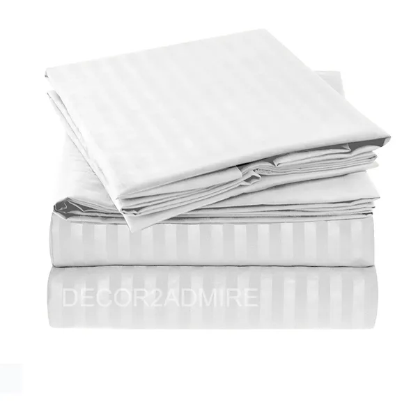 White_Glace_Cotton_Satin_Stripe_King_Size_Double_Bedsheet_For_Double_Bed_With_Two_Pillow_Covers_(Super_King)
