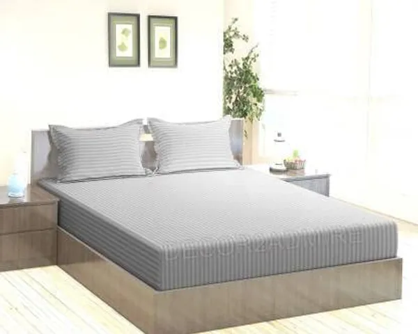Grey_400_Heavy_Glace_Cotton_Plain_Stripe_Super_King_Size_Double_Bedsheet_For_Double_Bed_With-2_Pillow_Covers_108*108''
