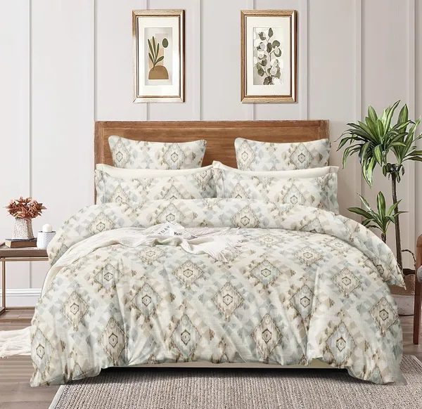 Cream_Floral_Print_-_Soft_Glace_Cotton_Queen_Size_Abstract_Printed_Premium_Double_Bedsheet_With-Two_King_Size_Pillow_Covers_90''x100''