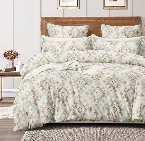 Cream_Floral_Print_-_Soft_Glace_Cotton_Queen_Size_Abstract_Printed_Premium_Double_Bedsheet_With-Two_King_Size_Pillow_Covers_90''x100''