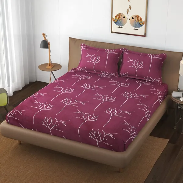 Purple_Floral__Glace_Cotton_Printed_Soft_Double_Bedsheet_For_Double_Bed_With-Two_Pillow_Covers-_90x100_Inches