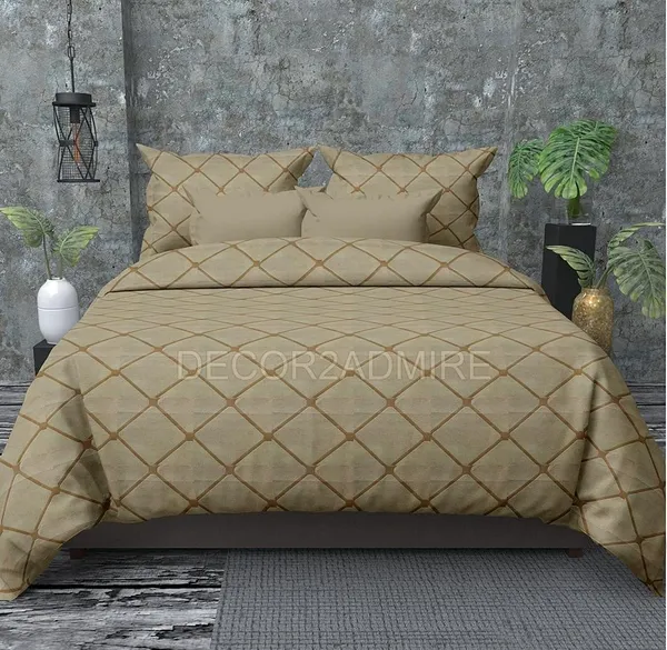 Cream__Glace_Cotton_Solid_Lines_Bedsheet_For_Double_Bed_With_2_Pillow_Covers(90*100_Inches)