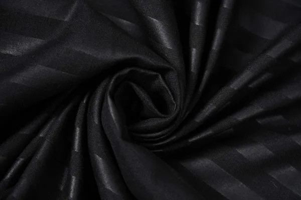 Black__Glace_Cotton_All_Round_Elastic_Fitted_Plain_Stripe_Bedsheet_For_Double_Bed_With_2_Pillow_Covers