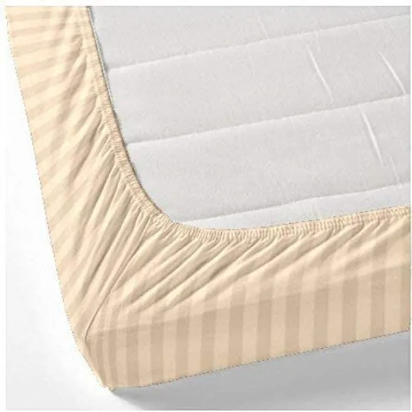 Beige__Glace_Cotton_All_Round_Elastic_Fitted_Plain_Stripe_Bedsheet_For_Double_Bed_With_2_Pillow_Covers