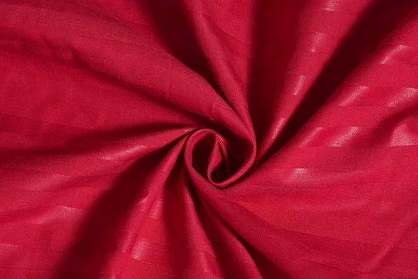 Red__Glace_Cotton_All_Round_Elastic_Fitted_Plain_Stripe_Bedsheet_For_Double_Bed_With_2_Pillow_Cover