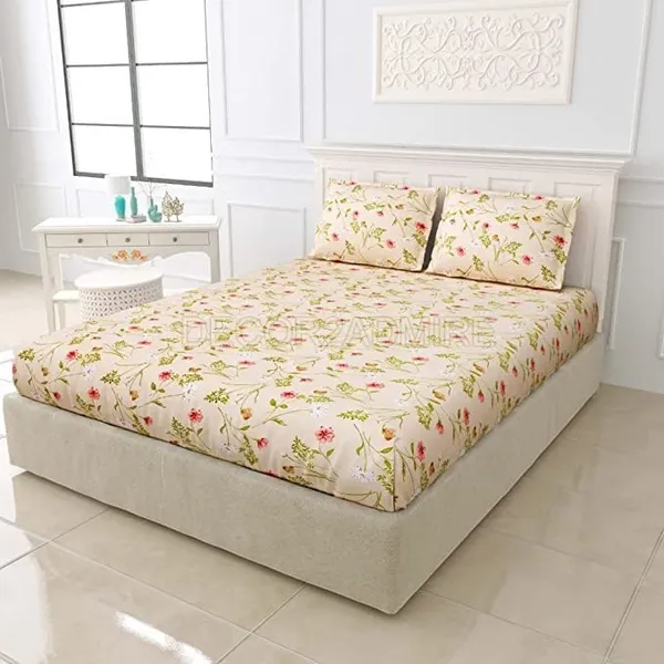 Beige_-_Glace_Cotton_All_Round_Elastic_Fitted_Super_King_Size_Double_Bedsheet_With-2_Pillow_Covers(108*108"_Or_78x72")