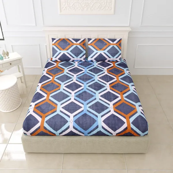 Blue_-_Glace_Cotton_All_Round_Elastic_Fitted_Super_King_Size_Double_Bedsheet_With-2_Pillow_Covers(108*108"_Or_78x72")