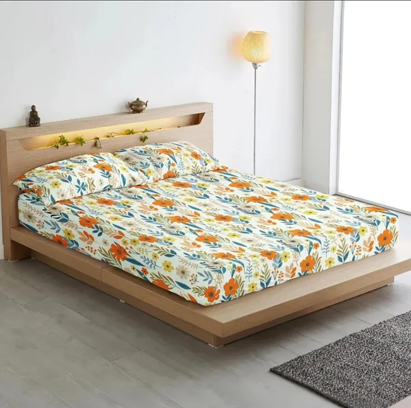 Cream_-_Glace_Cotton_All_Round_Elastic_Fitted_Super_King_Size_Double_Bedsheet_With-2_Pillow_Covers(108*108"_Or_78x72")