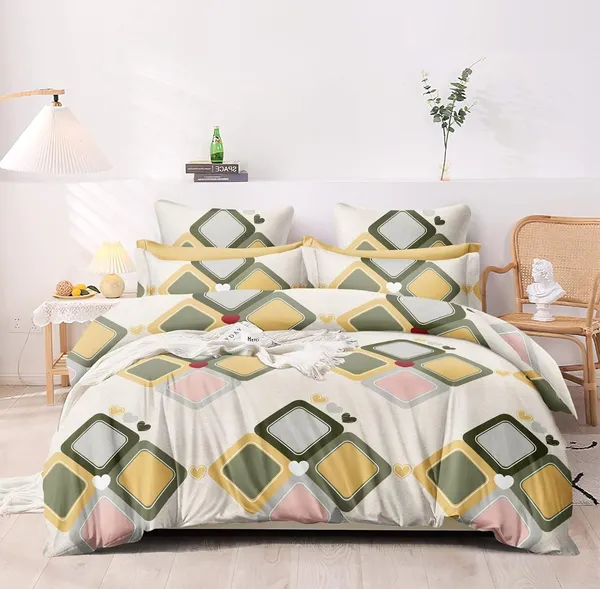 Multicolor_Abstract_Print_-_Glace_Cotton_All_Round_Elastic_Fitted_Super_King_Size_Double_Bedsheet_With-2_Pillow_Covers(108*108"_Or_78x72")