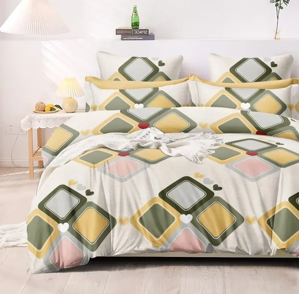 Multicolor_Abstract_Print_-_Glace_Cotton_All_Round_Elastic_Fitted_Super_King_Size_Double_Bedsheet_With-2_Pillow_Covers(108*108"_Or_78x72")