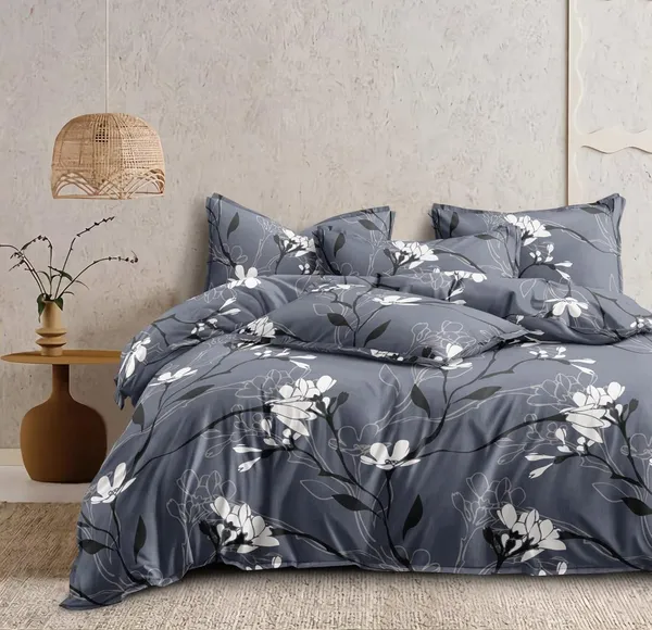 Grey_-_Glace_Cotton_All_Round_Elastic_Fitted_Super_King_Size_Double_Bedsheet_With-2_Pillow_Covers(108*108"_Or_78x72")