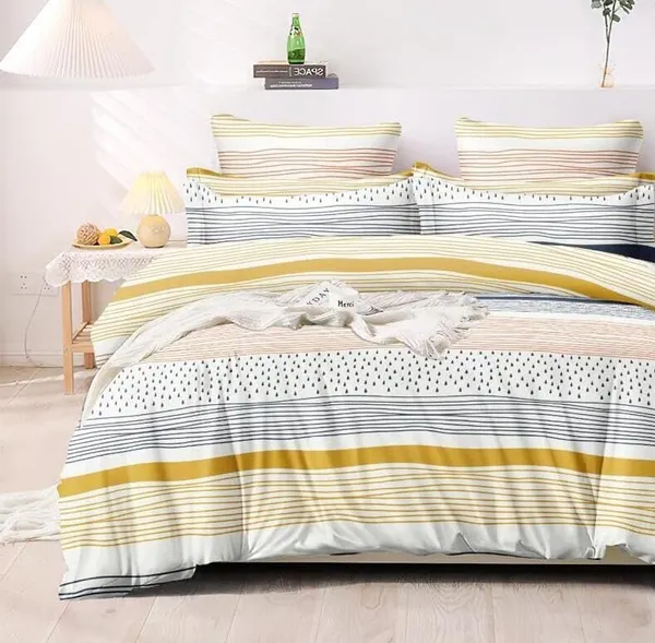 Multicolor_Striped_-_Glace_Cotton_All_Round_Elastic_Fitted_Super_King_Size_Double_Bedsheet_With-2_Pillow_Covers(108*108"_Or_78x72")