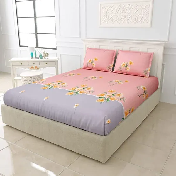 Pink_And_Grey_-_Glace_Cotton_All_Round_Elastic_Fitted_Super_King_Size_Double_Bedsheet_With-2_Pillow_Covers(108*108"_Or_78x72")