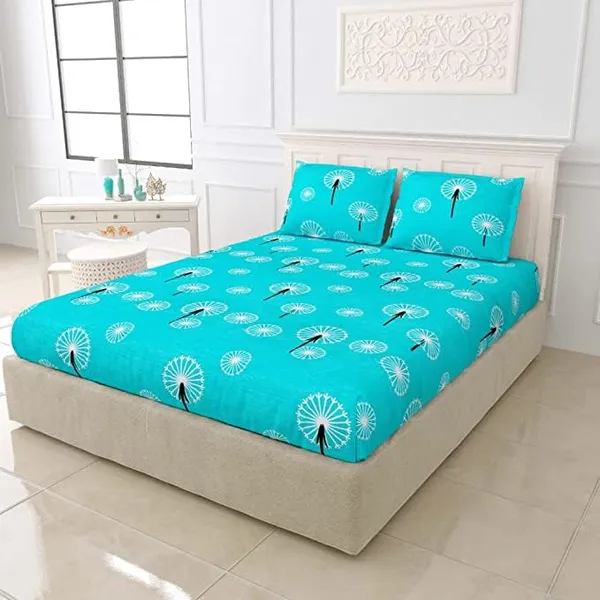 Sea_Green_-_Glace_Cotton_All_Round_Elastic_Fitted_Super_King_Size_Double_Bedsheet_With-2_Pillow_Covers(108*108"_Or_78x72")
