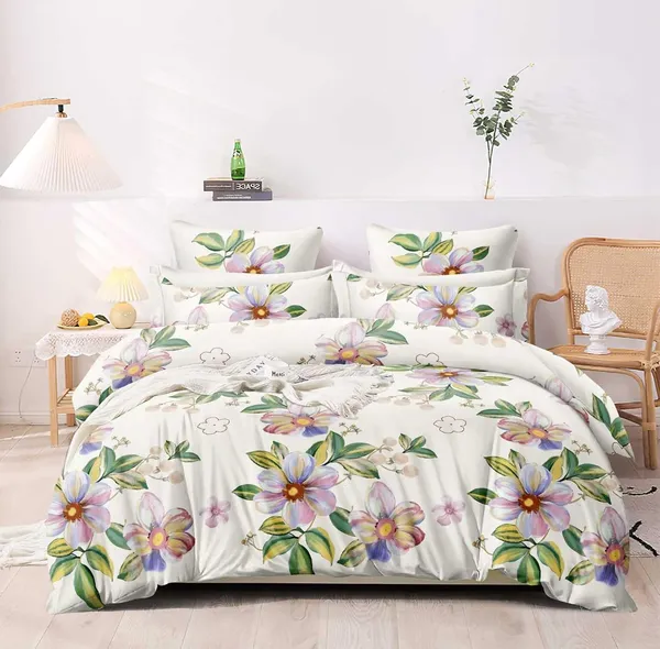 White_And_Green_-_Glace_Cotton_All_Round_Elastic_Fitted_Super_King_Size_Double_Bedsheet_With-2_Pillow_Covers(108*108"_Or_78x72")