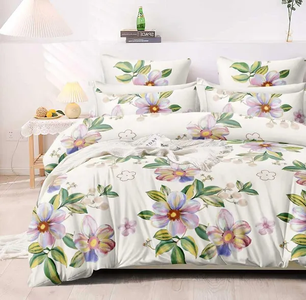 White_And_Green_-_Glace_Cotton_All_Round_Elastic_Fitted_Super_King_Size_Double_Bedsheet_With-2_Pillow_Covers(108*108"_Or_78x72")