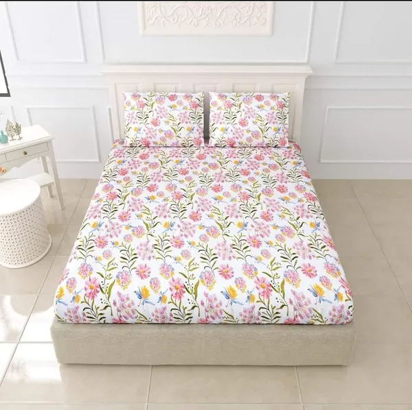 White_-_Glace_Cotton_All_Round_Elastic_Fitted_Super_King_Size_Double_Bedsheet_With-2_Pillow_Covers(108*108"_Or_78x72")
