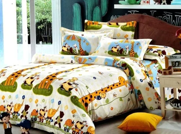 Beige_Kids_Special_Premium_Glace_Cotton_350_Queen_Size_Double_Bedsheet_With-2_Pillow_Covers_Set:90''x100''