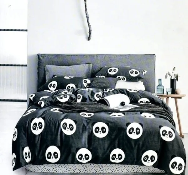 Dark_Grey_Kids_Special_Premium_Glace_Cotton_350_Queen_Size_Double_Bedsheet_With-2_Pillow_Covers_Set:90''x100''