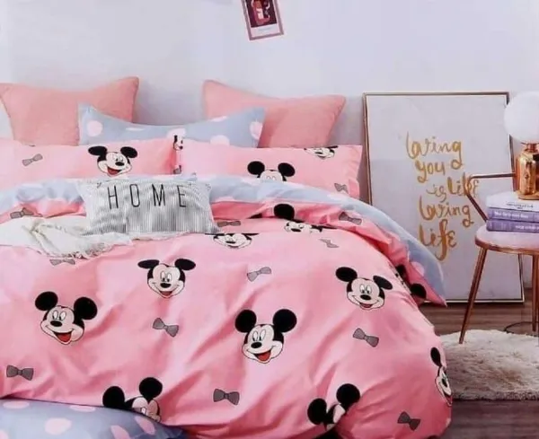 Pink_Kids_Special_Premium_Glace_Cotton_350_Queen_Size_Double_Bedsheet_With-2_Pillow_Covers_Set:90''x100''