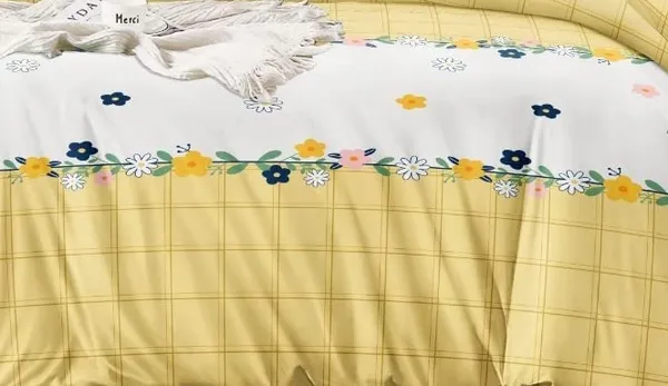 Yellow__Cotton_Queen_Size_Printed_Double_Bedsheet_With-Two_Pillow_Covers(60"x78"_+8"_Fitted)